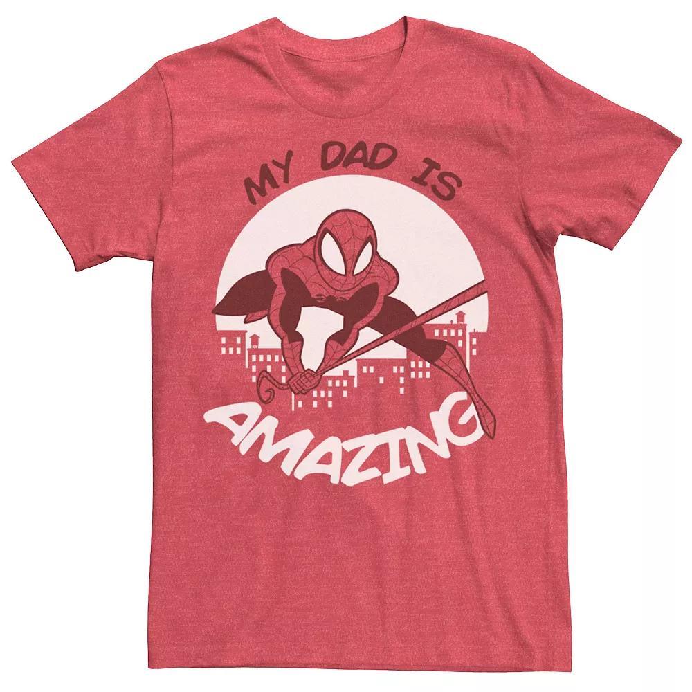 Men's Marvel Father's Day My Dad Is Amazing Spider-Man Action Pose Tee, Size: 3XL, Red Grey Product Image
