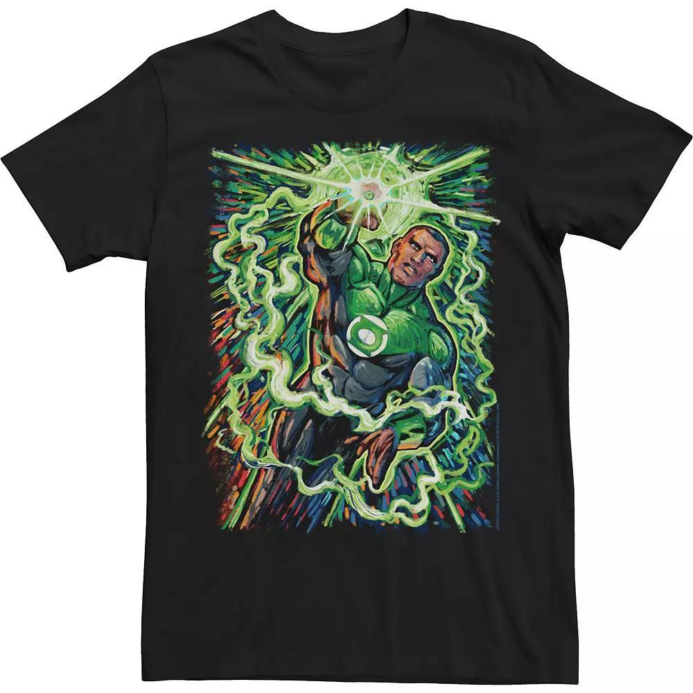 Men's Justice League John Stewart Lantern Paint Poster Tee, Size: 3XL, Black Product Image