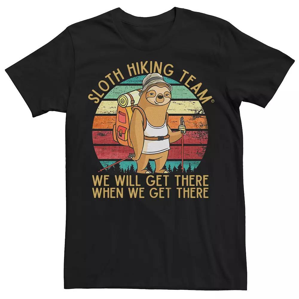Men's Sloth Hiking Team Get There When We Get There Graphic Tee, Size: XS, Royal Product Image