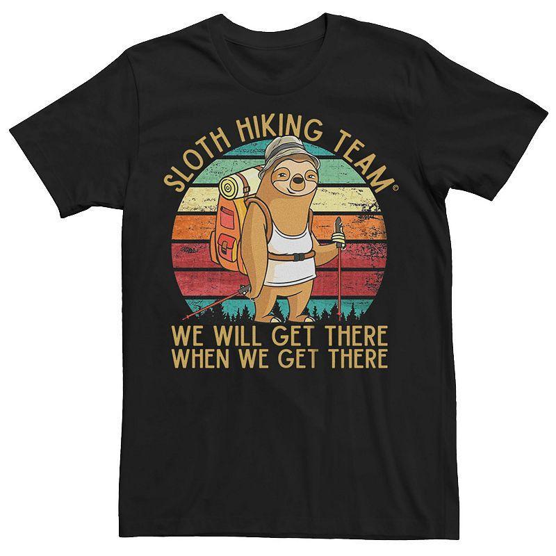 Men's Sloth Hiking Team Get There When We Get There Graphic Tee, Size: XS, Royal Product Image