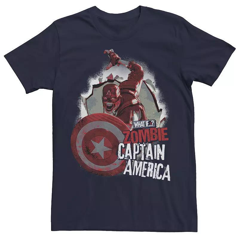 Men's Marvel What If Captain America Zombie Burst Poster Tee, Boy's, Size: Medium, Blue Product Image