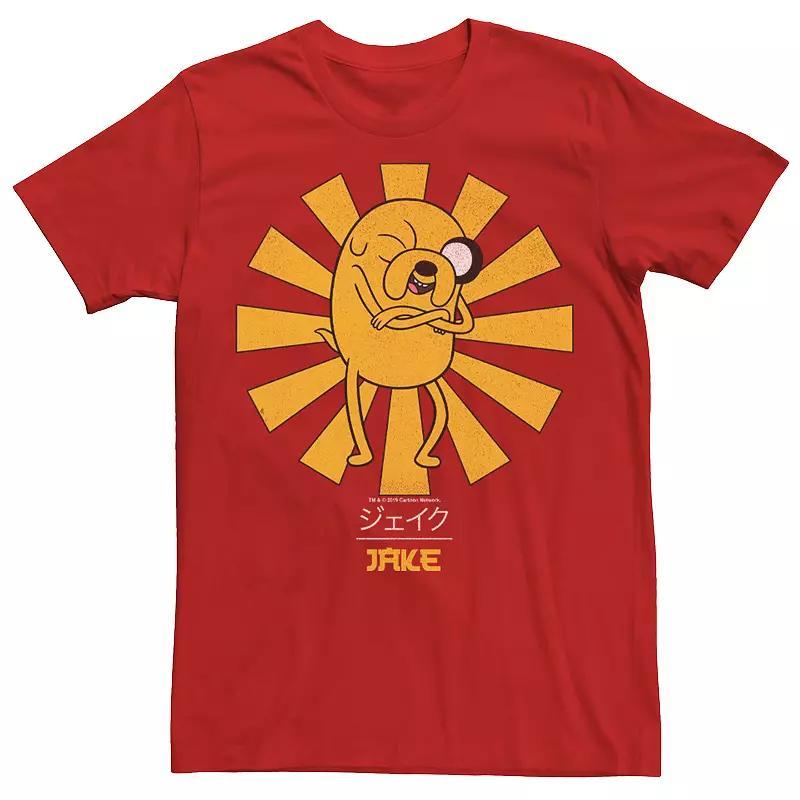 Mens Adventure Time Jake The Dog Kanji Portrait Graphic Tee Red Grey Product Image