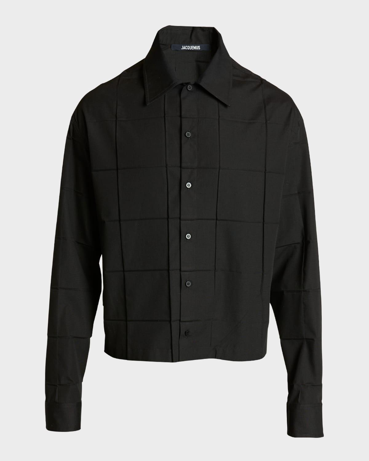 Mens Square Paneled Button-Down Shirt Product Image
