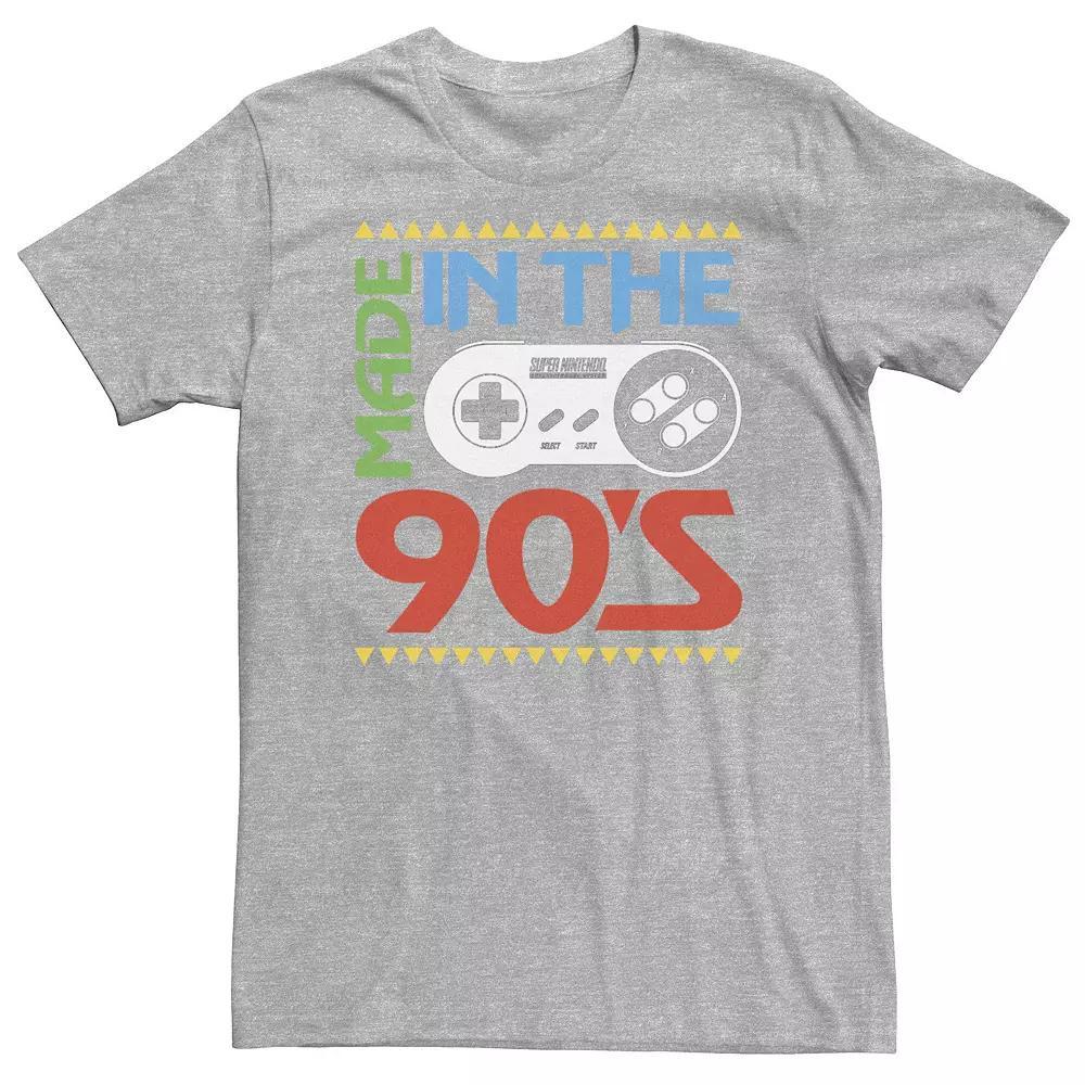 Big & Tall Nintendo NES Controller Made In The 90's Tee, Men's, Size: Large Tall, Athletic Grey Product Image