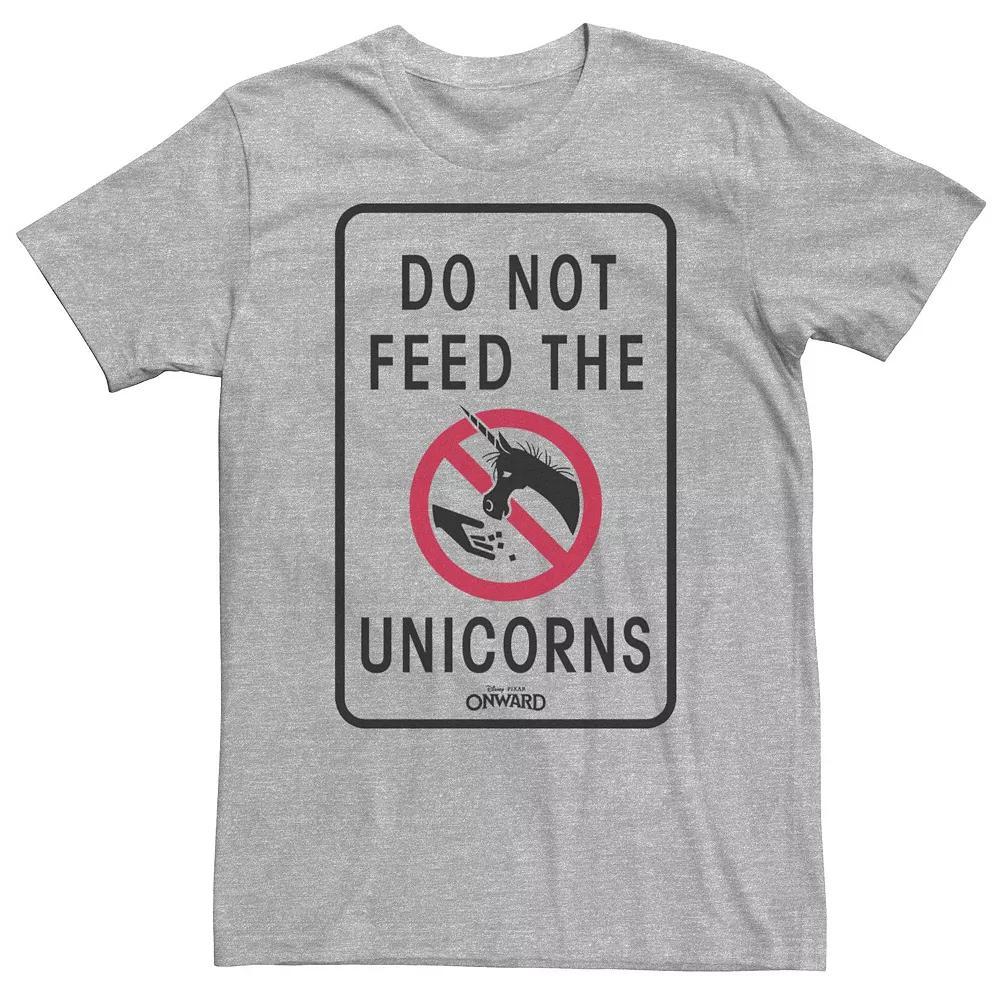 Big & Tall Disney / Pixar Onward Do Not Feed The Unicorns Sign Tee, Men's, Size: 4XL, Athletic Grey Product Image