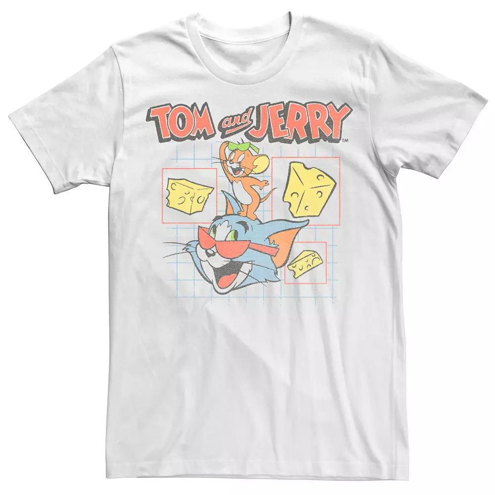Men's Tom And Jerry With Glasses And Cheese Tee, Size: Medium, White Product Image