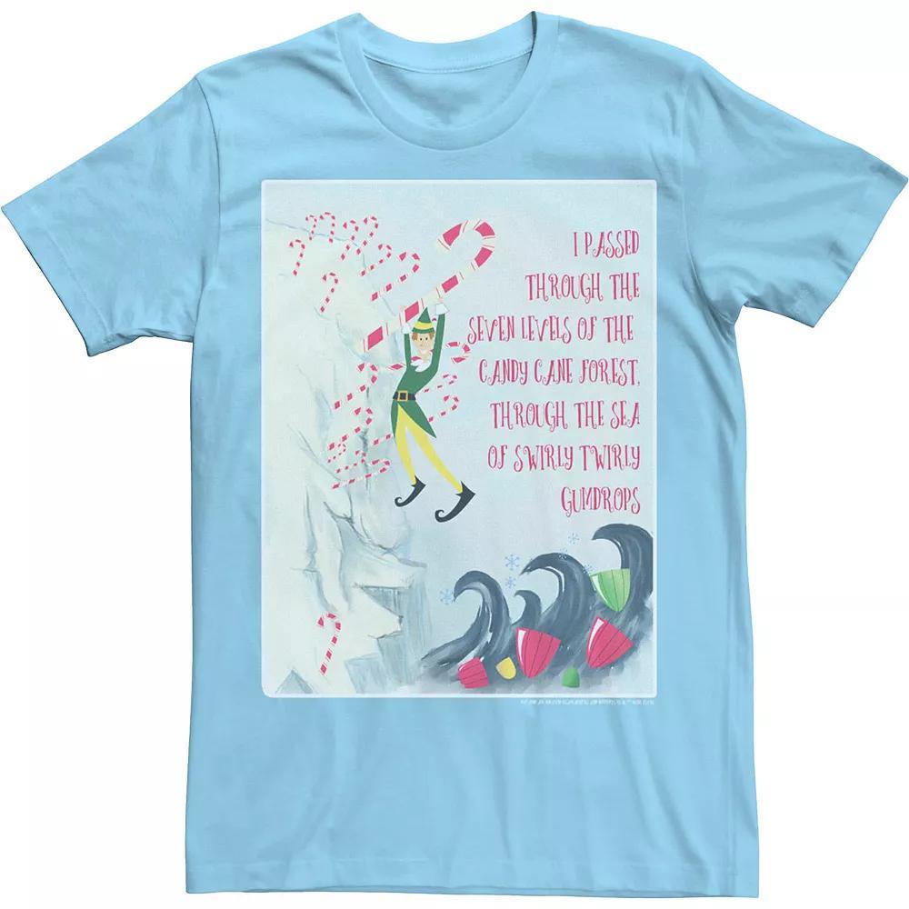 Men's Elf Swirly Twirly Gumdrops Book Page Poster Tee, Size: Small, Light Blue Product Image
