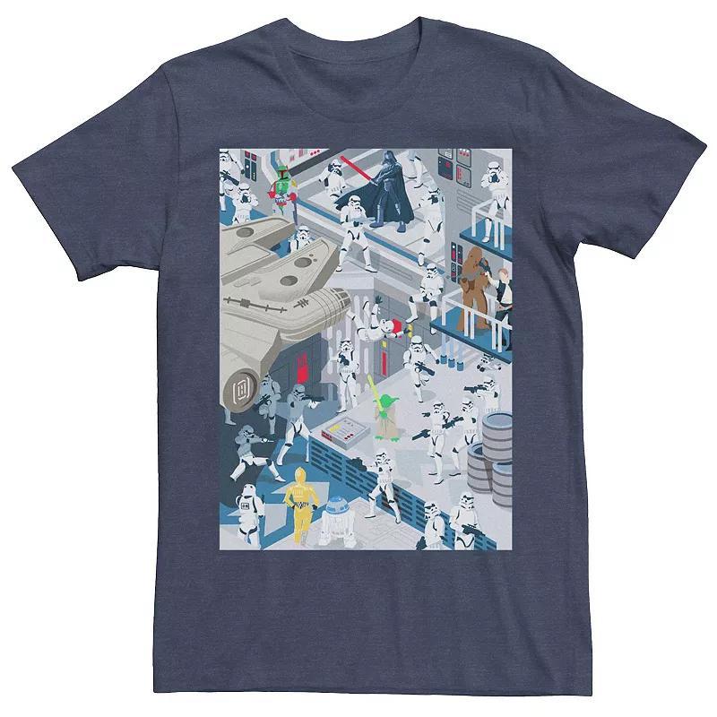 Men's Star Wars Seek & Find Poster Tee, Size: Medium, Navy Grey Product Image