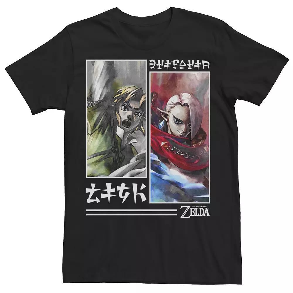 Men's Nintendo The Legend of Zelda Skyward Sword Link and Ghirahim Water Color Panel Tee, Size: Large, Black Product Image
