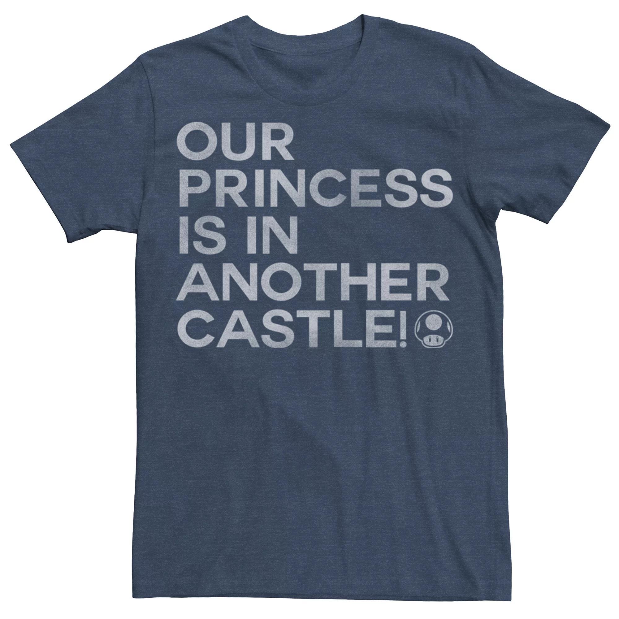 Men's Super Mario Bros Another Castle Tee, Size: XL, Navy Grey Product Image