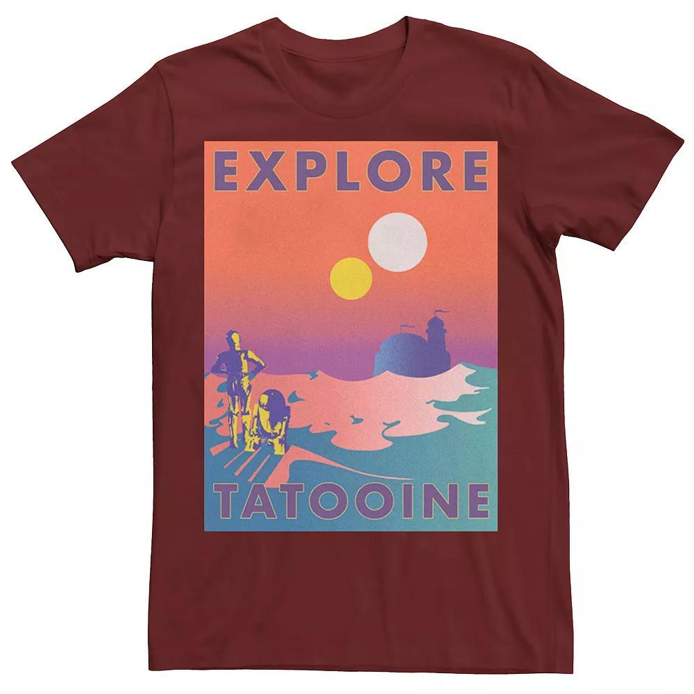 Men's Star Wars Explore Tatooine Faded Retro C-3PO & R2-D2 Poster Tee, Size: XXL, Black Product Image