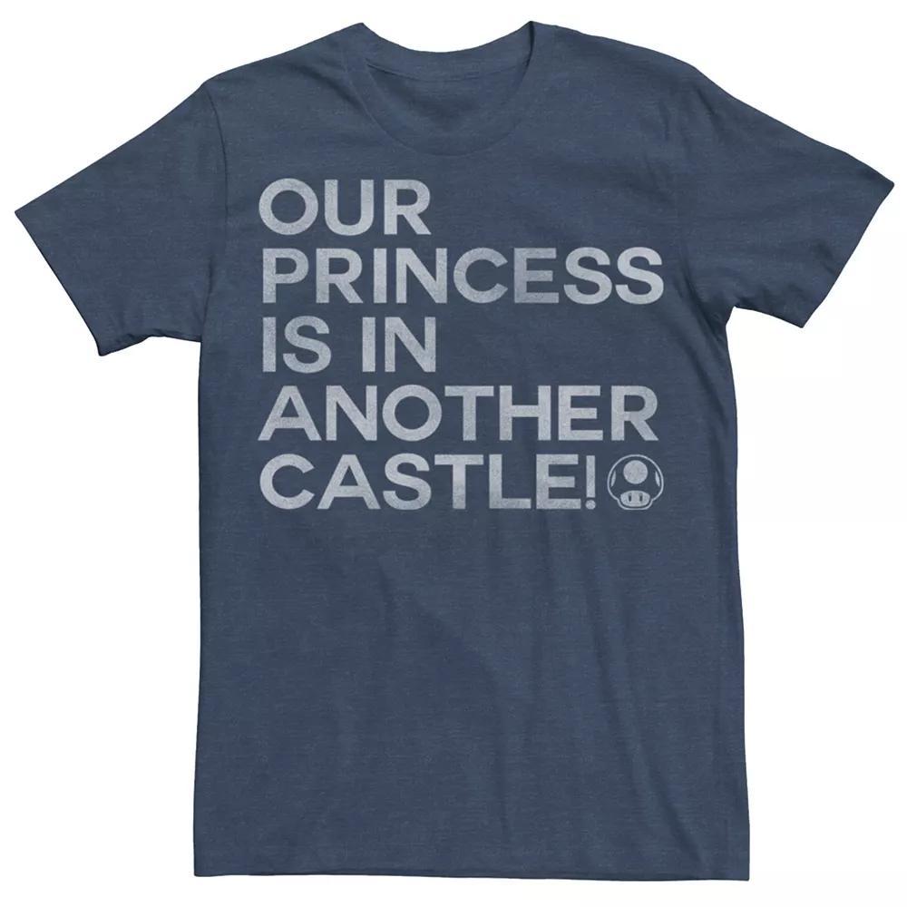 Men's Super Mario Bros Another Castle Tee, Size: XL, Navy Grey Product Image