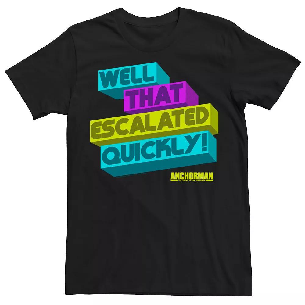 Men's Anchorman Well That Escalated Quickly Tee, Size: Large, Black Product Image