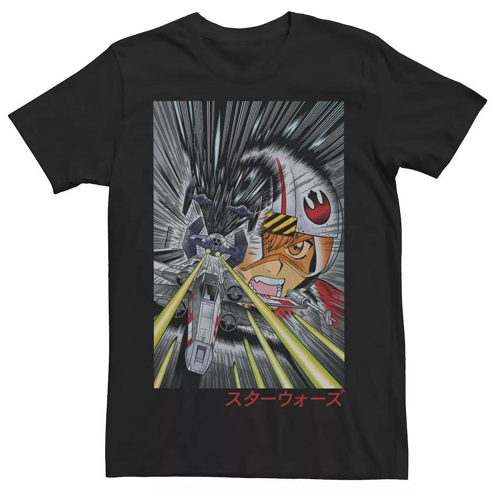 Men's Star Wars Luke Skywalker Anime Style Poster Tee, Size: XL, Black Product Image