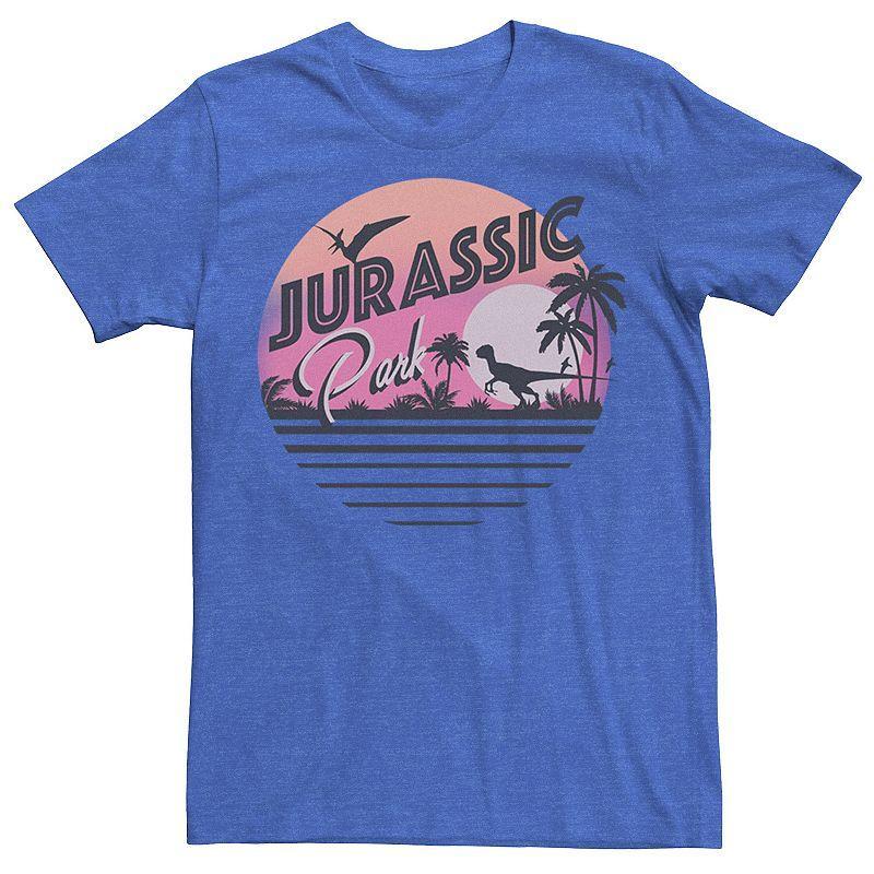 Mens Jurassic Park Pink Gradient Sunset Get Wild Tee Royal Grey Product Image