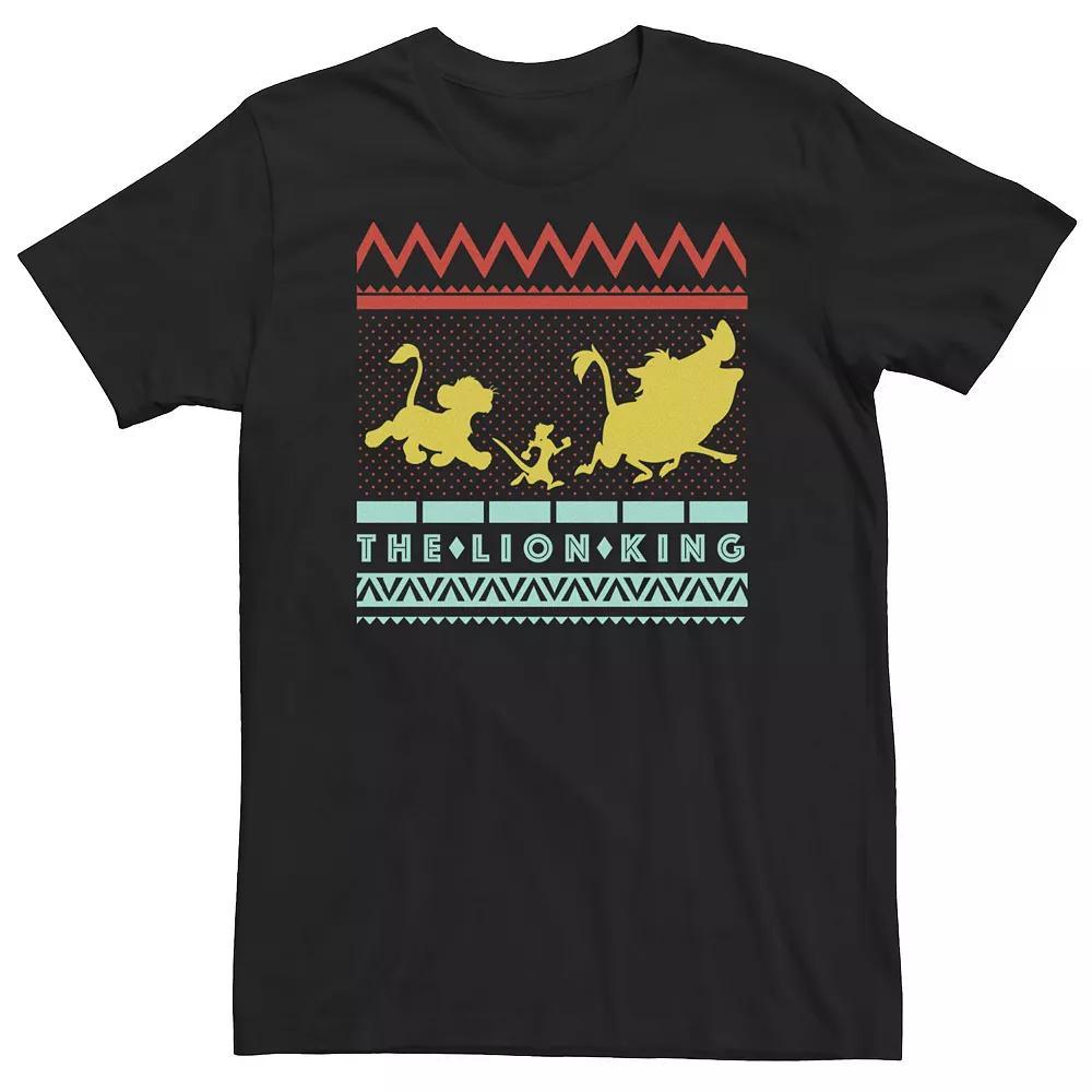 Big & Tall Disney The Lion King Silhouette Group Shot Retro Patterns Tee, Men's, Size: 4XL Tall, Black Product Image