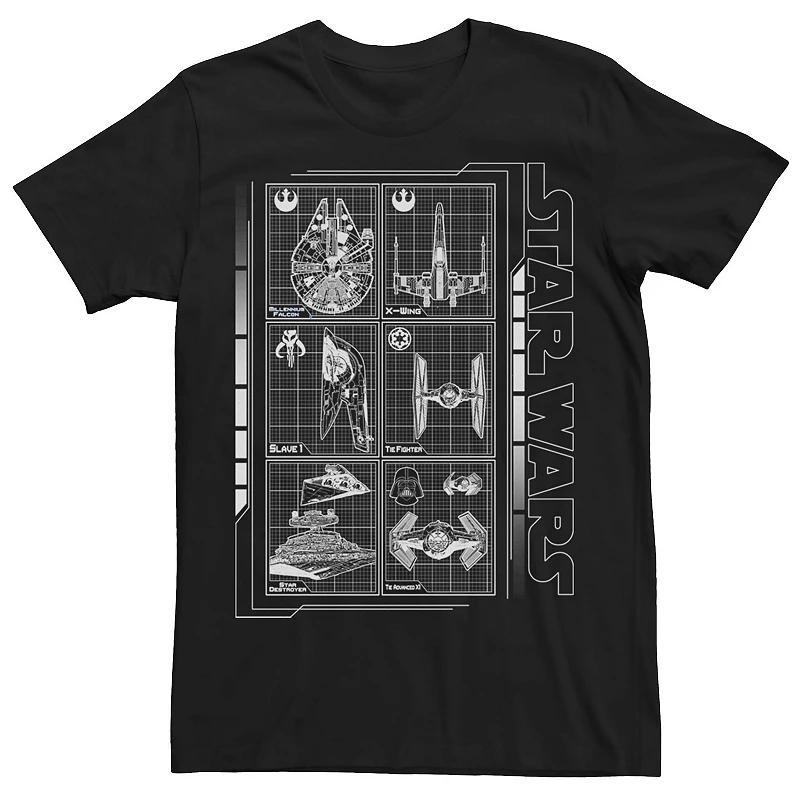 Men's Star Wars Battle Ships Schematic Tee, Size: Large, Red Product Image