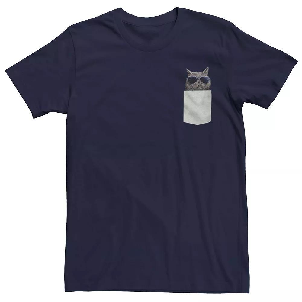 Men's Cool Pocket Cat Graphic Tee, Size: Medium, Blue Product Image