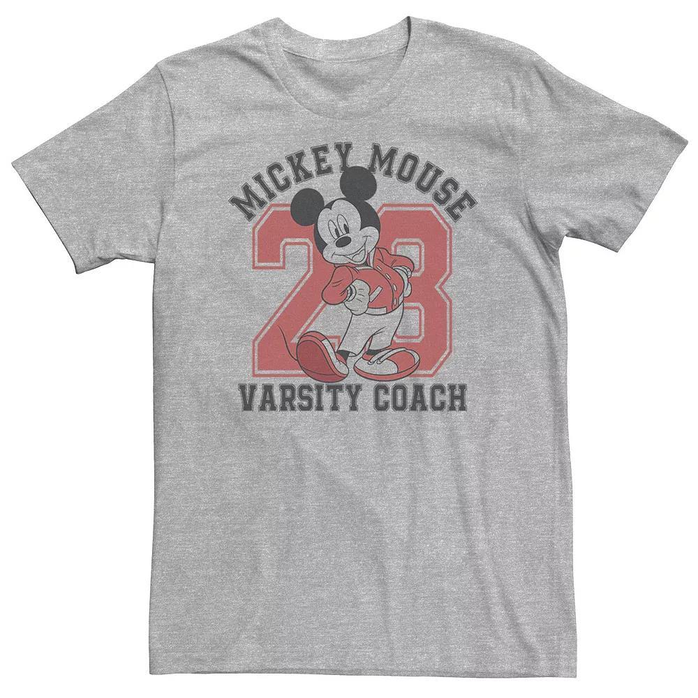 Big & Tall Disney Mickey Mouse Varsity Coach Tee, Men's, Size: 4XL, Athletic Grey Product Image