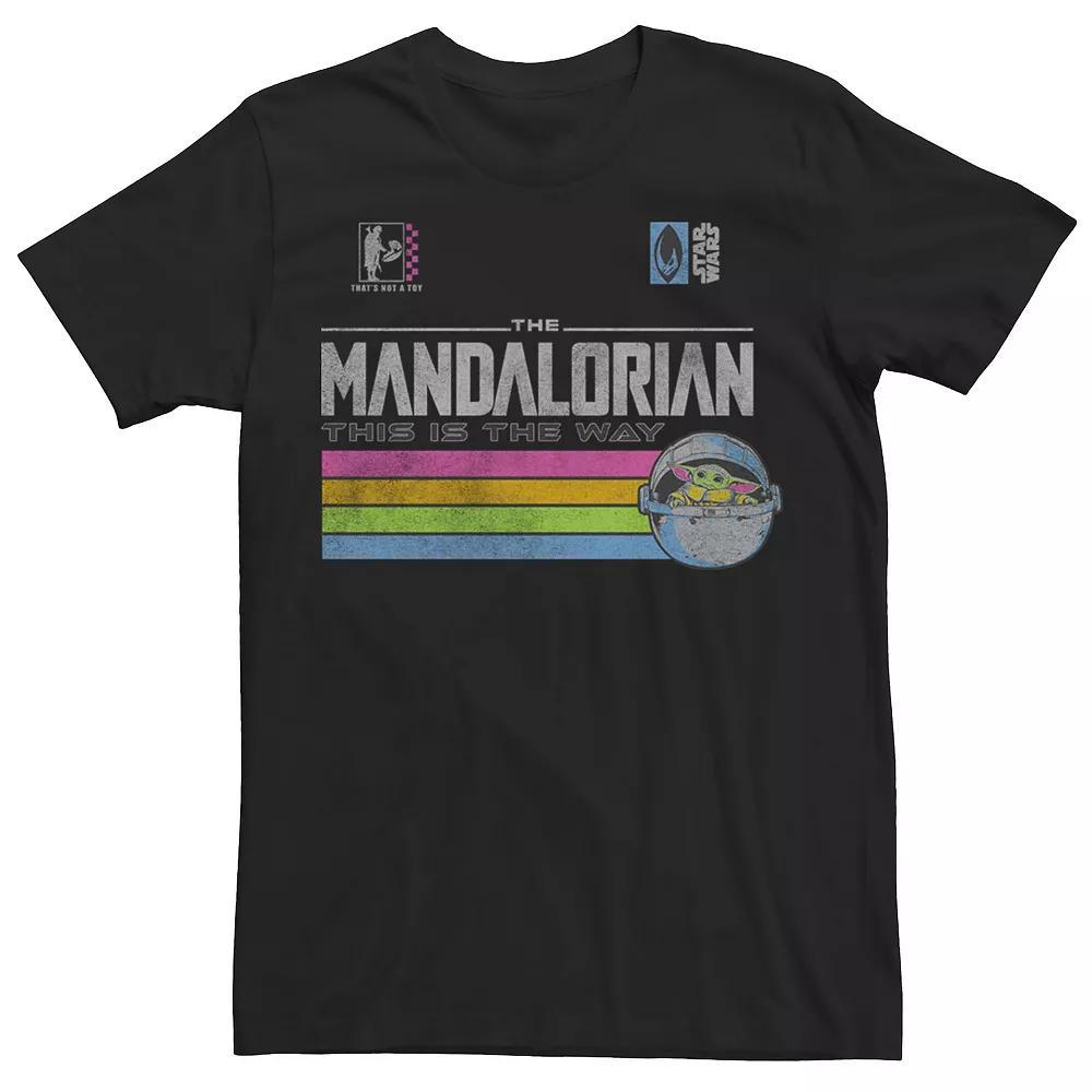 Men's Star Wars The Mandalorian The Child Rainbow Stripes Tee, Size: XXL, Black Product Image