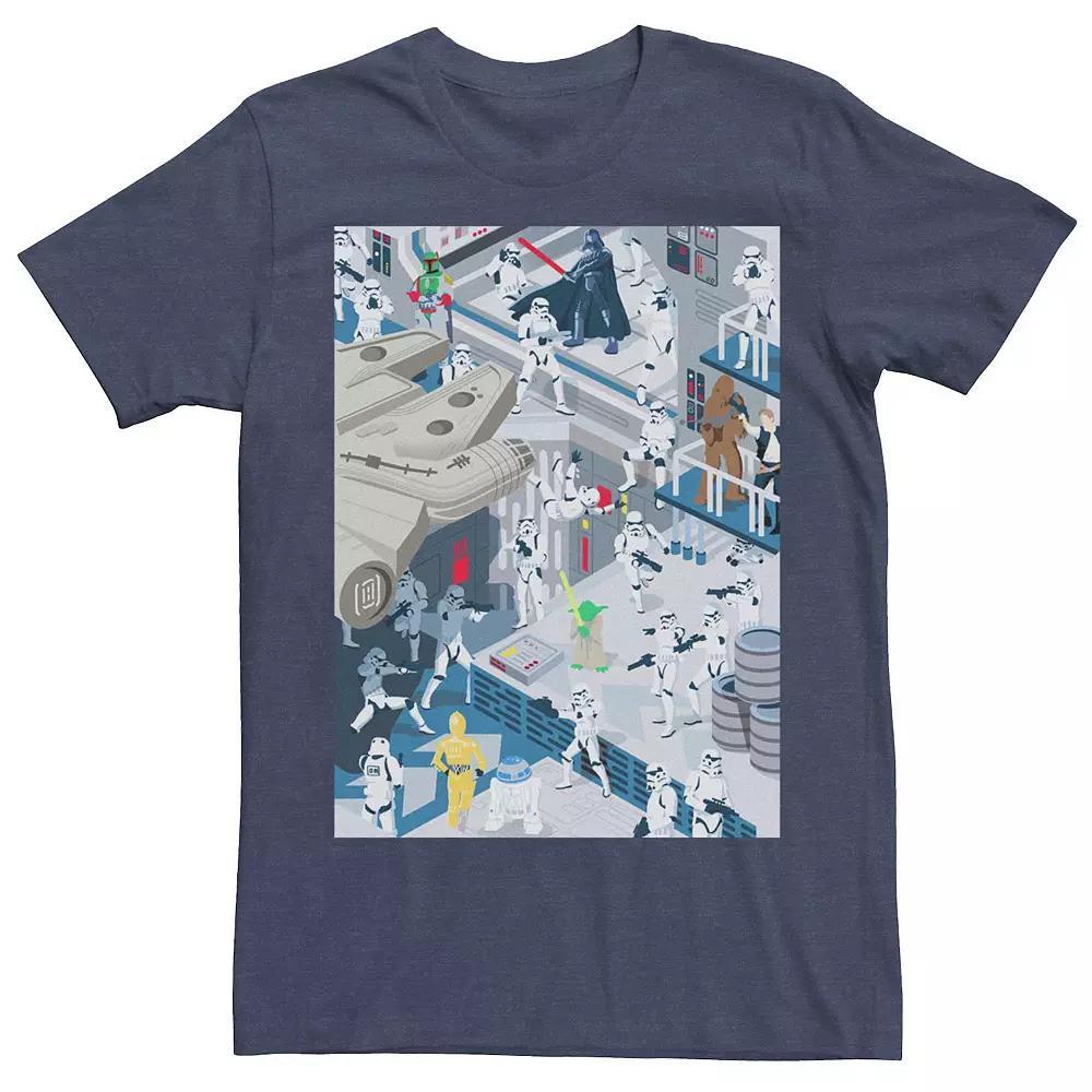 Men's Star Wars Seek & Find Poster Tee, Size: Medium, Navy Grey Product Image