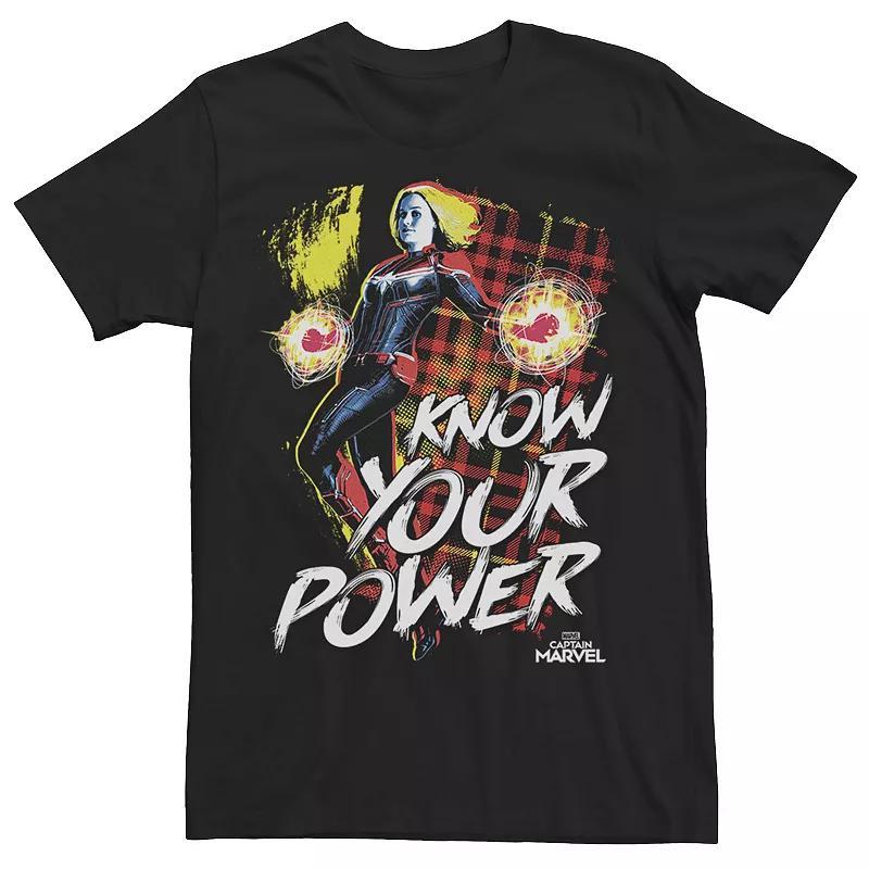 Men's Marvel Captain Marvel Know Your Power Vintage Portrait Tee, Size: XL, Black Product Image