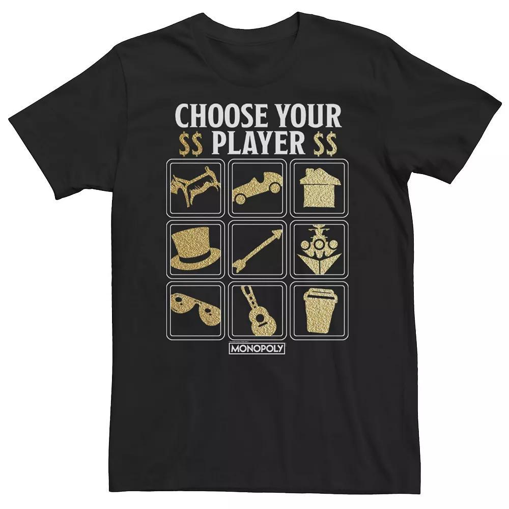 Big & Tall Monopoly Choose Your Player Icons Tee, Men's, Size: 4XLT, Black Product Image