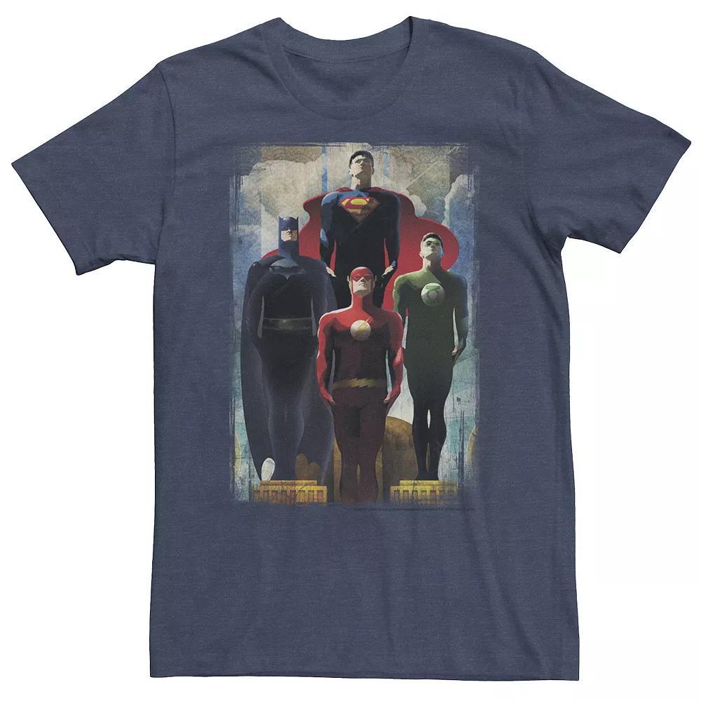 Big & Tall DC Comics Justice League Heroes Look Up Tee, Men's, Size: XL Tall, Navy Grey Product Image