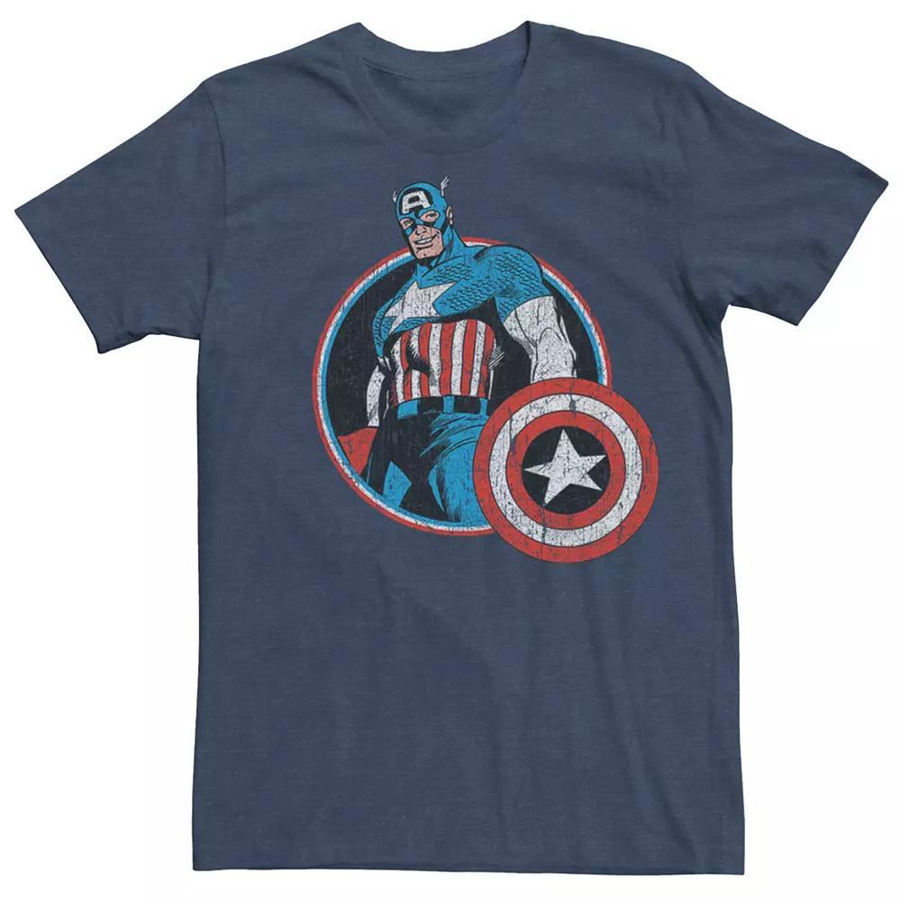 Men's Captain America Retro Tee, Size: XL, Navy Grey Product Image