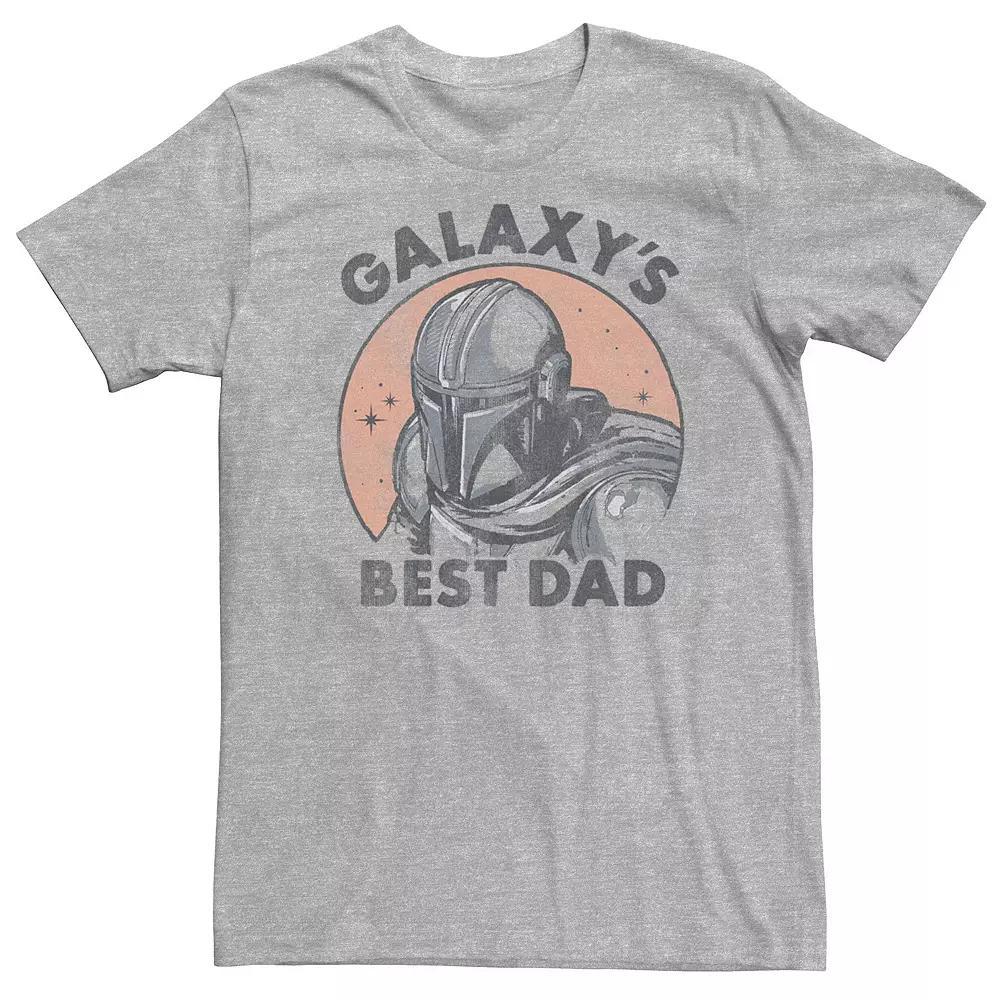Big & Tall Star Wars: The Mandalorian "Galaxy's Best Dad" Distressed Portrait Tee, Men's, Size: XXL Tall, Athletic Grey Product Image