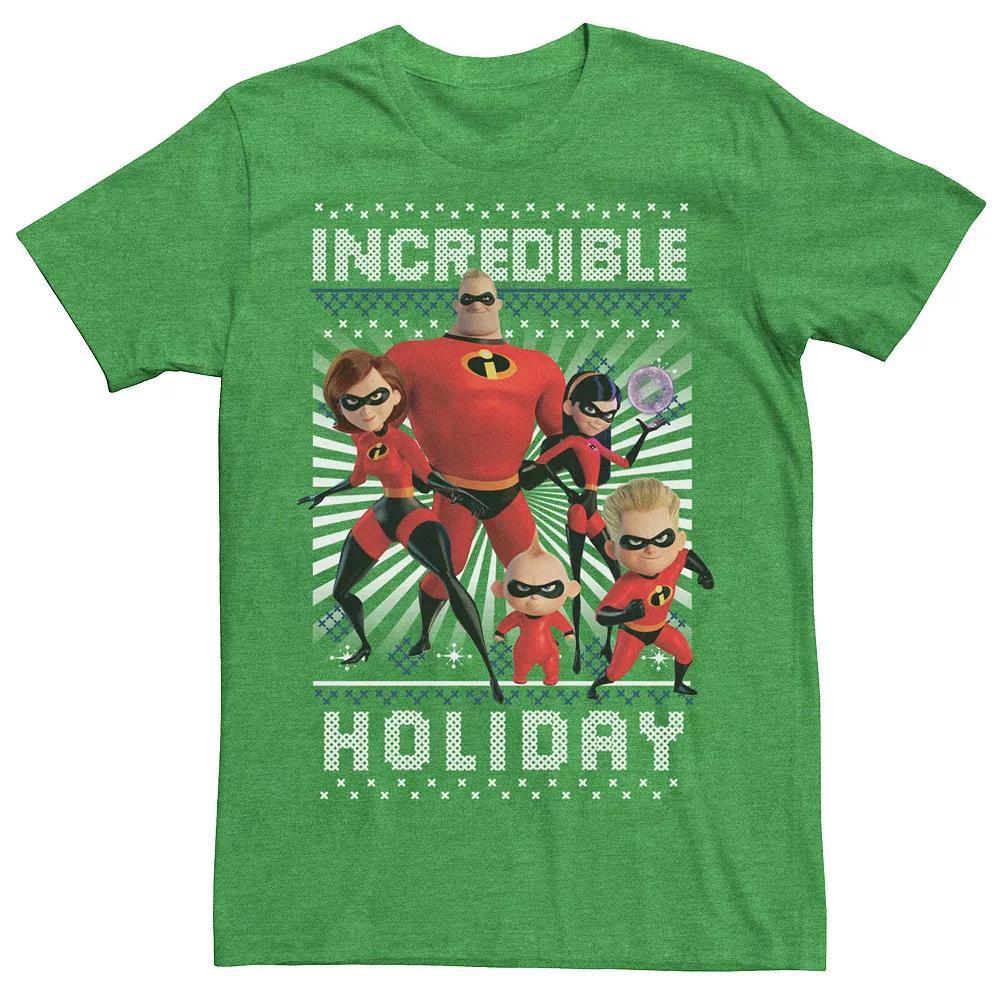 Disney / Pixars Incredibles 2 Mens Holiday Christmas Graphic Tee Kelly Grey Product Image
