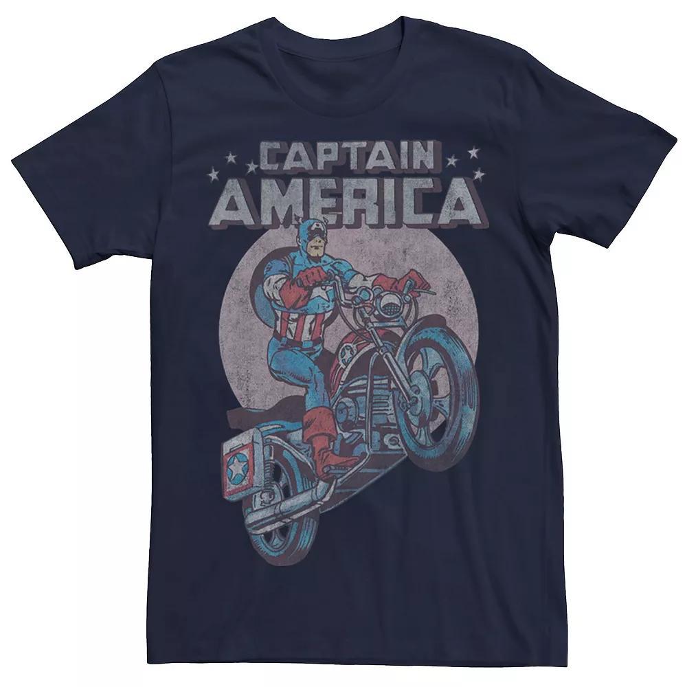 Men's Marvel Avengers Captain America Motorcycle Portrait Tee, Size: 3XL, Blue Product Image