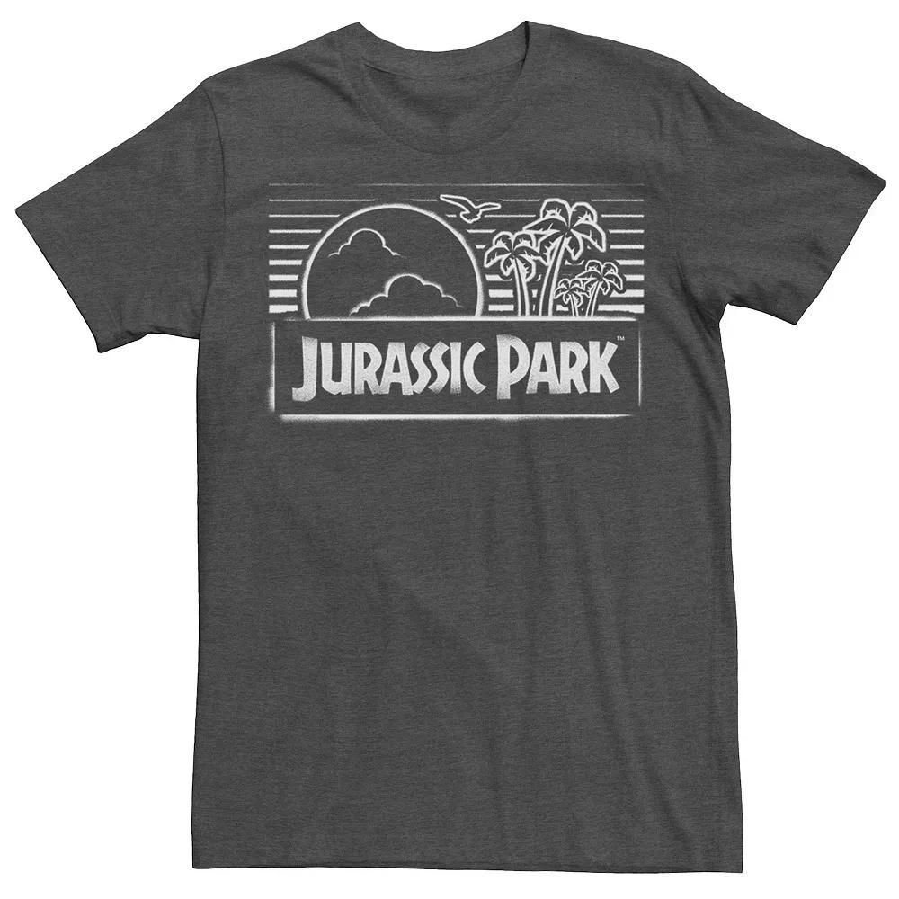 Men's Jurassic Park Spray Painted Stencil Logo Tee, Size: XL, Navy Grey Product Image