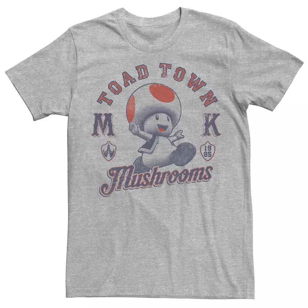 Men's Super Mario Bros. Toad Town Mushrooms Portrait Tee, Size: XXL, Athletic Grey Product Image