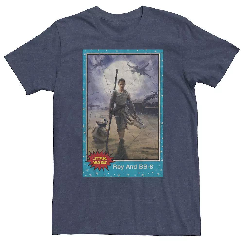 Big & Tall Star Wars Rey And BB-8 Action Portrait Poster Tee, Men's, Size: 3XL, Navy Grey Product Image