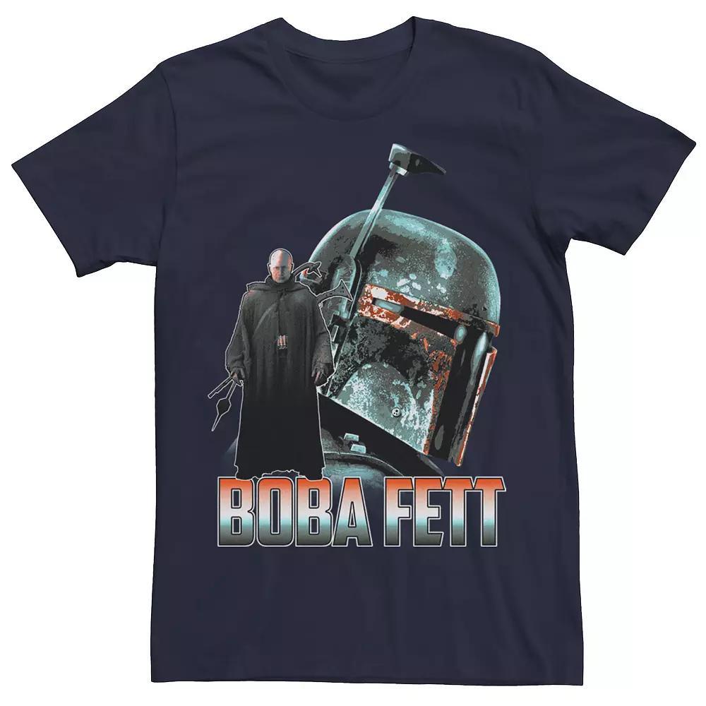 Men's Star Wars: The Mandalorian Boba Fett Collage R14 Tee, Size: XS, Blue Product Image