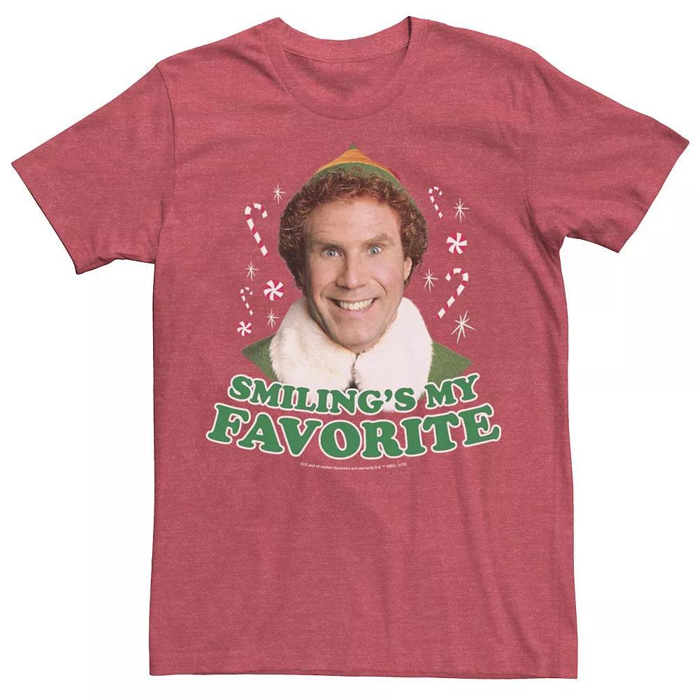 Men's Elf Buddy I Just Like To Smile Text Portrait Graphic Tee, Size: Large, Red Grey Product Image