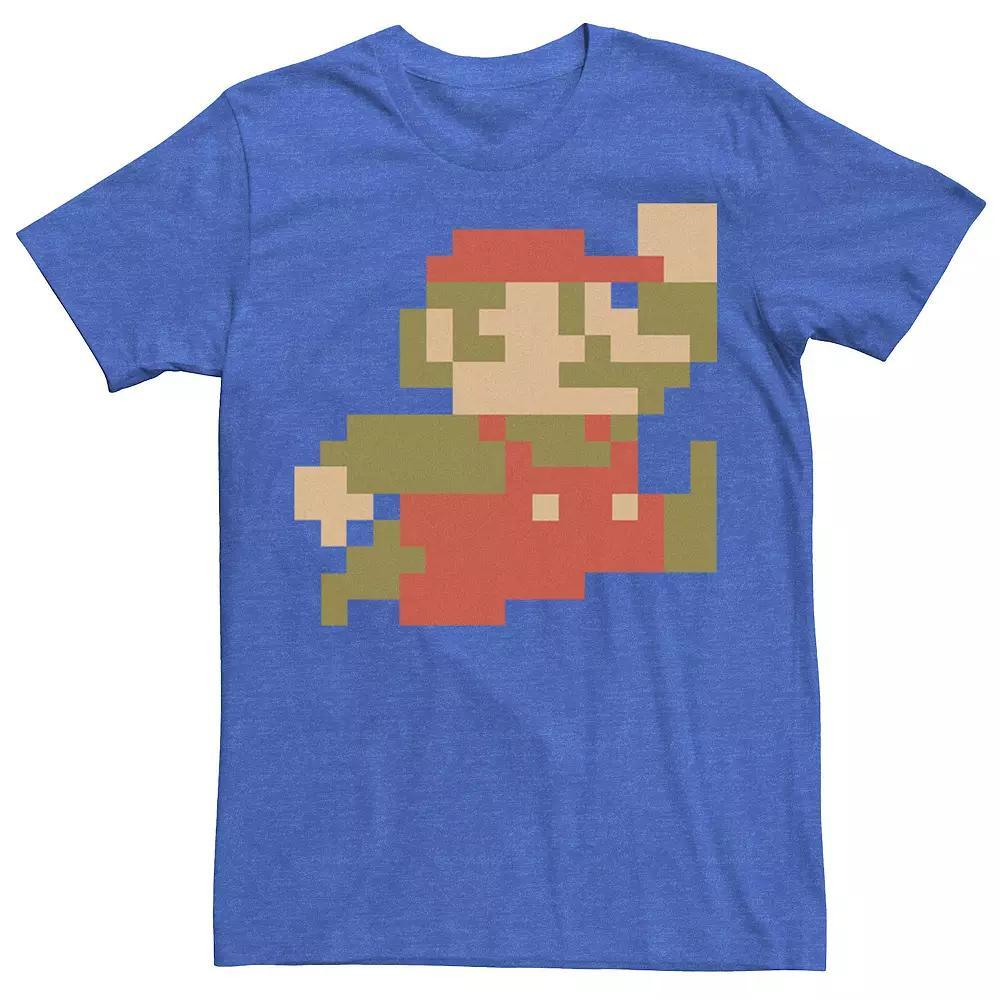 Mens Nintendo Super Mario 8-bit Pixel Jump Graphic Tee Royal Grey Product Image