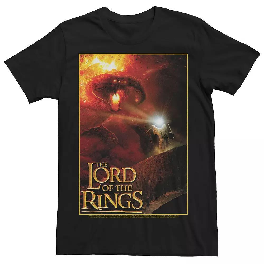 Men's The Lord Of The Rings Gandalf Vs. Balrog Poster Tee, Size: Large, Black Product Image