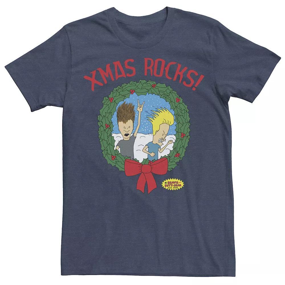 Mens Beavis and Butthead Christmas Costumes Graphic Tee Kelly Grey Product Image
