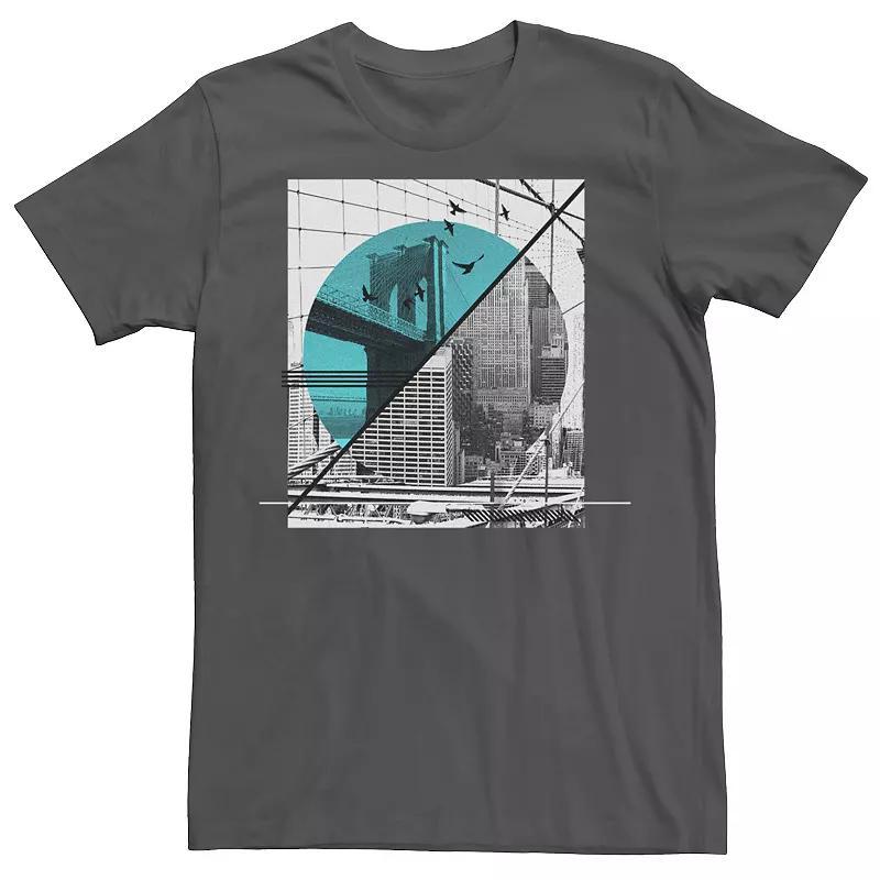 Men's Abstract Flying City Graphic Tee, Size: XXL, Grey Product Image