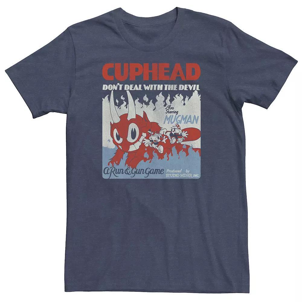 Big & Tall Cuphead Starring Mugman Run And Gun The Devil Tee, Men's, Size: 4XL, Navy Grey Product Image