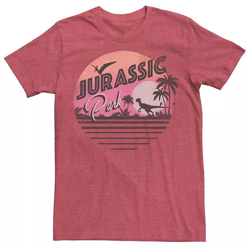 Men's Jurassic Park Pink Gradient Sunset Get Wild Tee, Size: 3XL, Red Grey Product Image