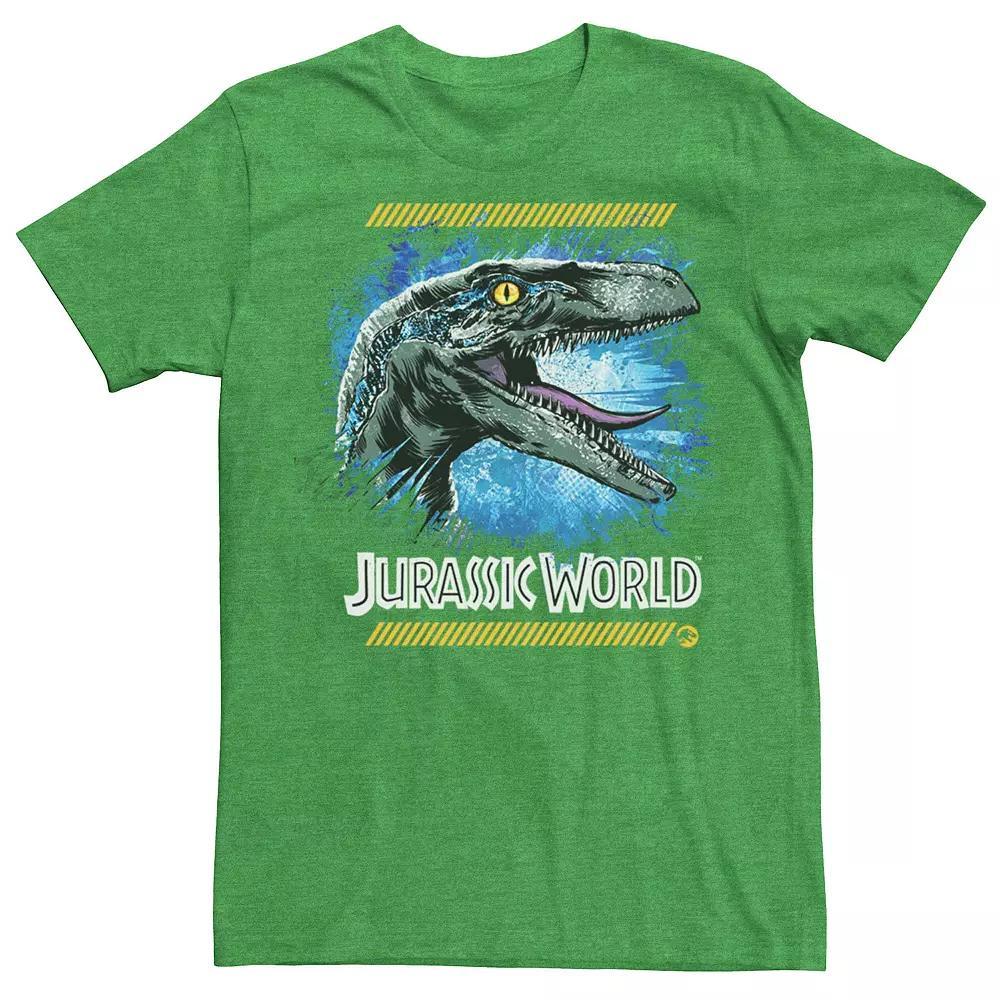 Men's Jurassic World Two Blue Raptor Splatter Graphic Tee, Size: 3XL, Kelly Hthr Product Image