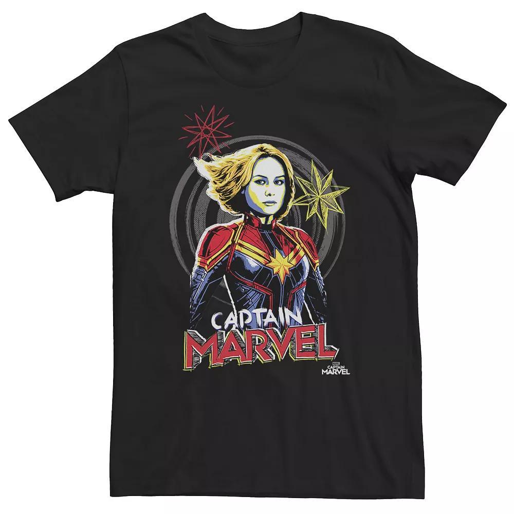 Big & Tall Marvel Avengers Captain Marvel Drawing Tee, Men's, Size: 4XLT, Black Product Image