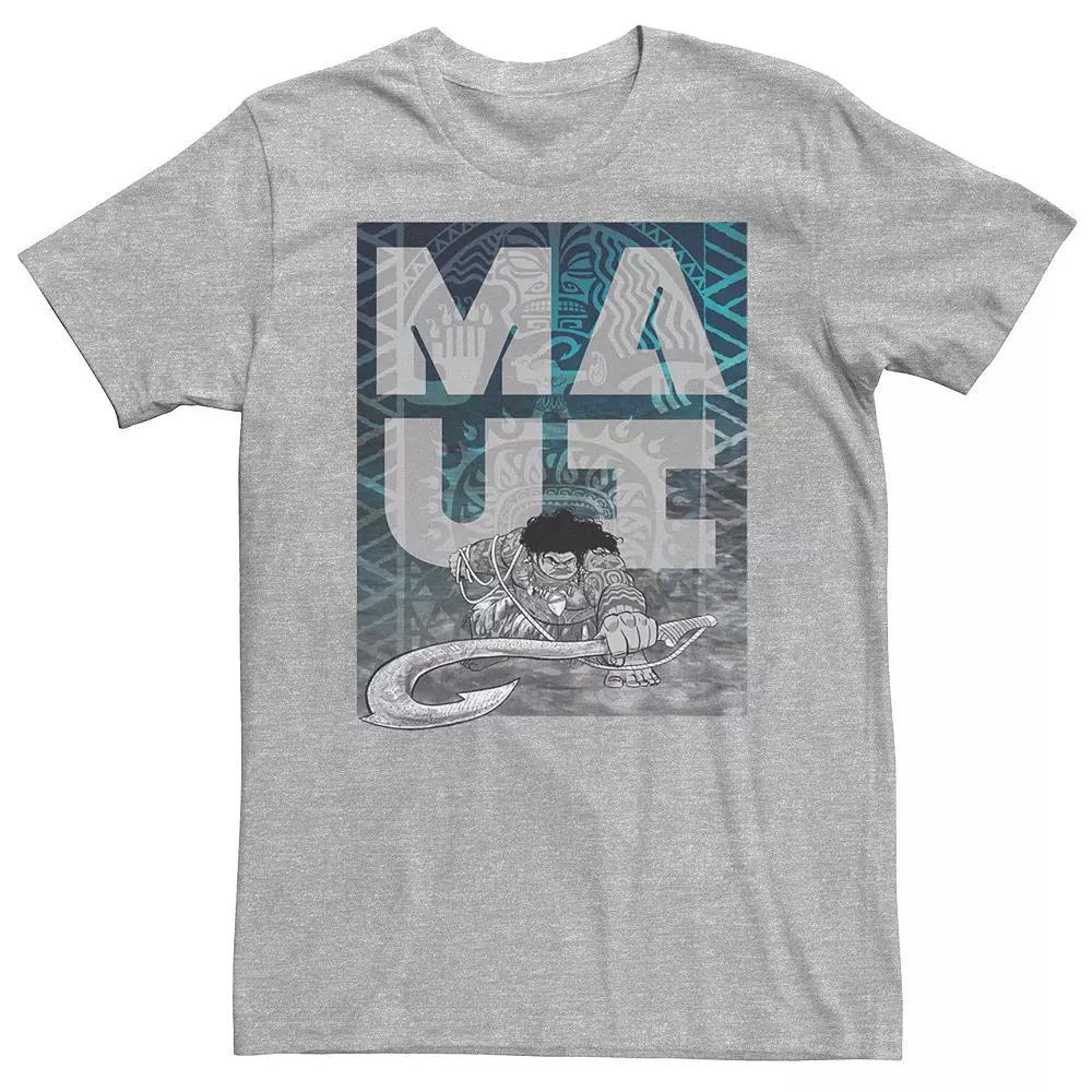 Big & Tall Disney Moana Maui Epic Fish Hook Poster Tee, Men's, Size: 3XL Tall, Athletic Grey Product Image