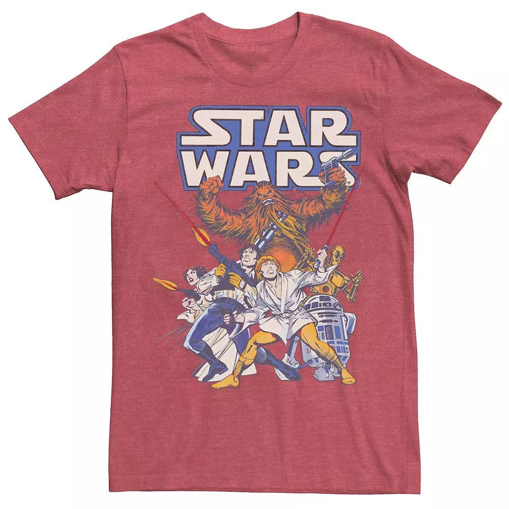 Men's Star Wars Hero's Group Shot Vintage Poster Tee, Size: XL, Red Grey Product Image