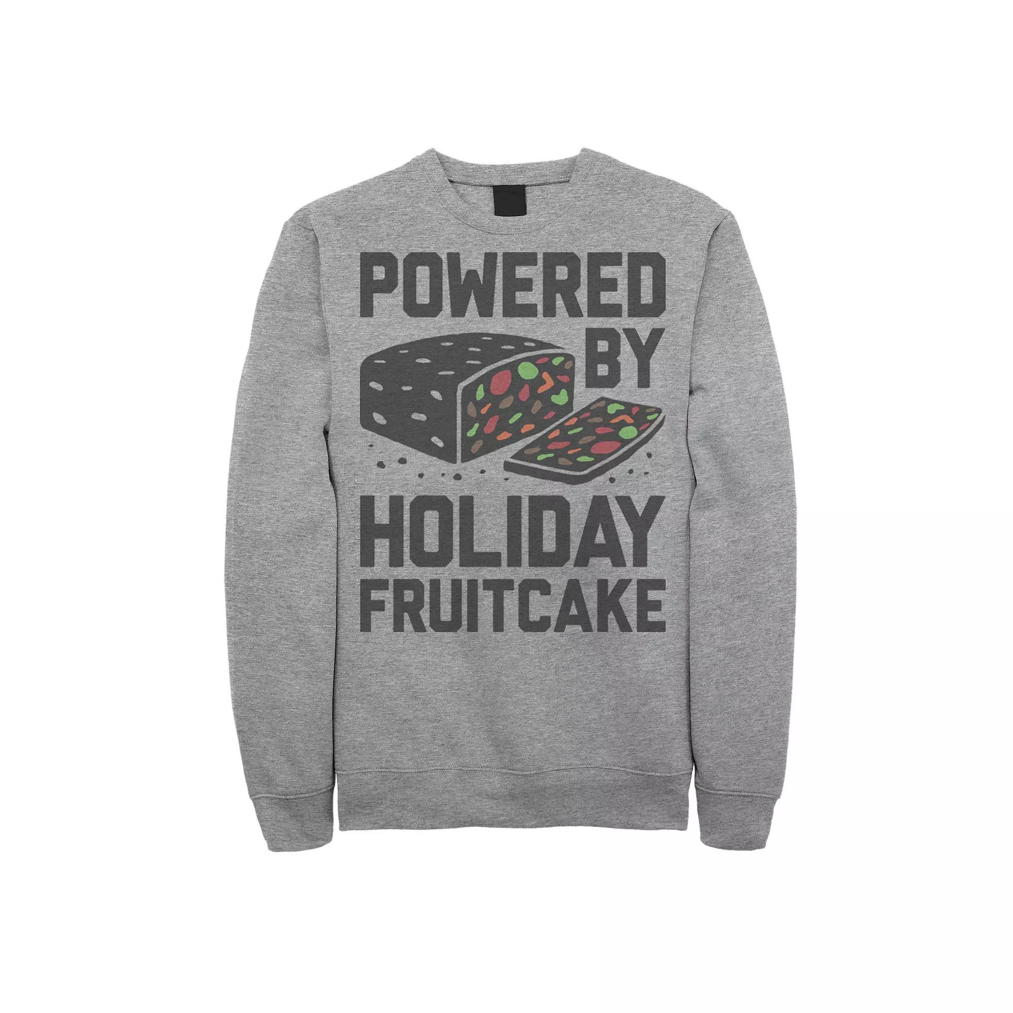 Men's Powered By Holiday Fruitcake Christmas Sweatshirt, Size: Small, Athletic Grey Product Image