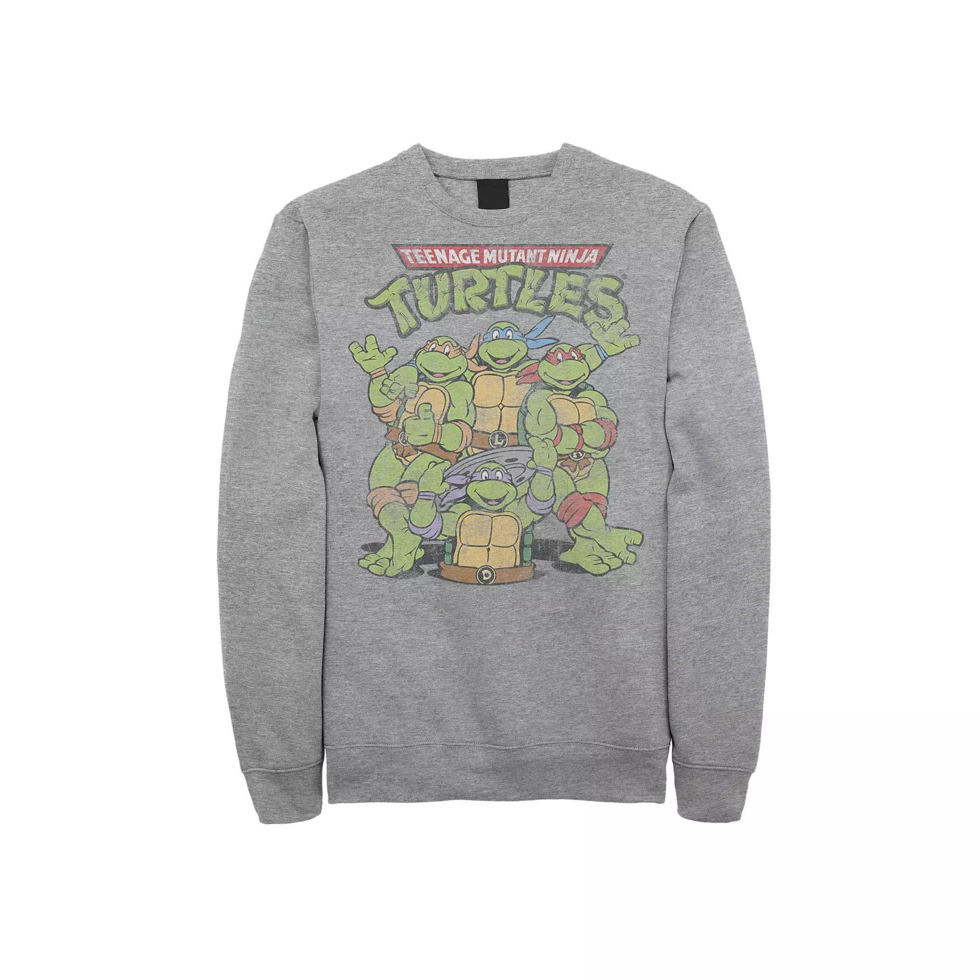 Big & Tall Nickelodeon Teenage Mutant Ninja Turtles Group Pose Fleece Sweatshirt, Men's, Size: 4XL, Athletic Grey Product Image