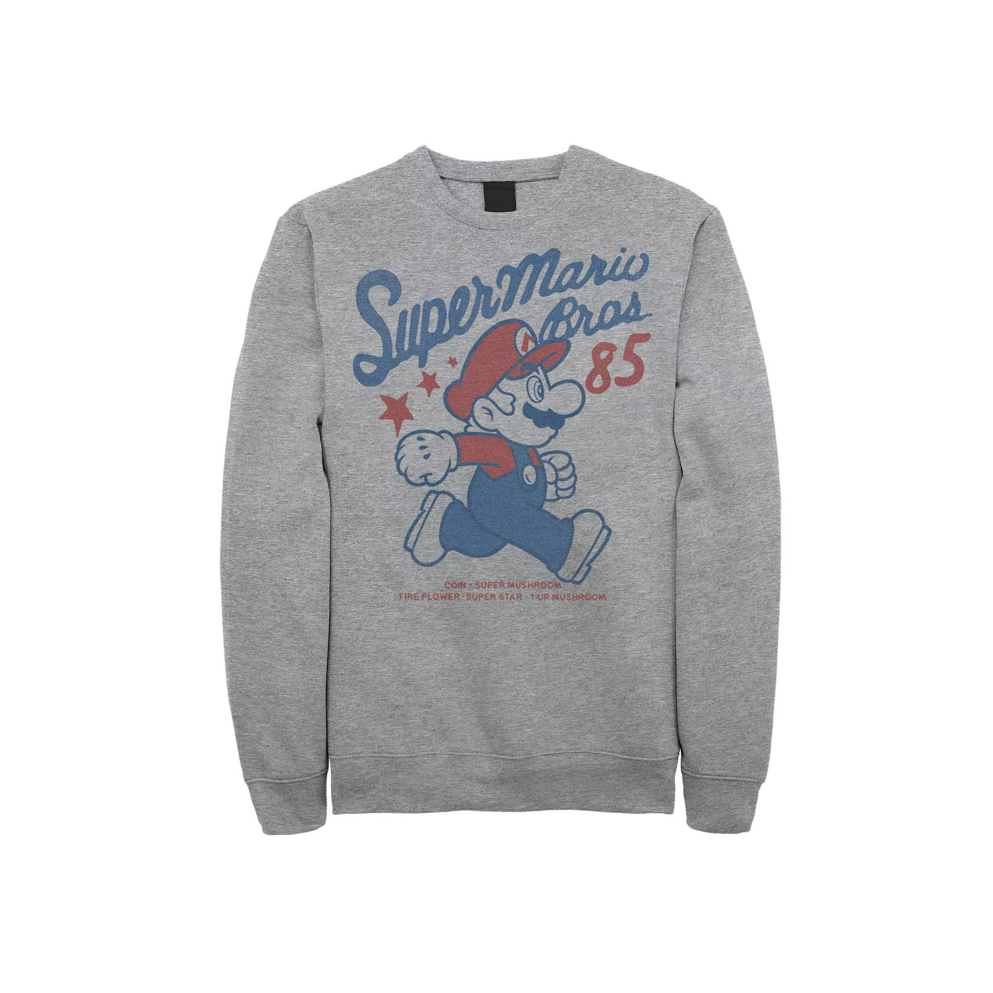Men's Super Mario Retro Side Profile Portrait Sweatshirt, Size: Medium, White Product Image